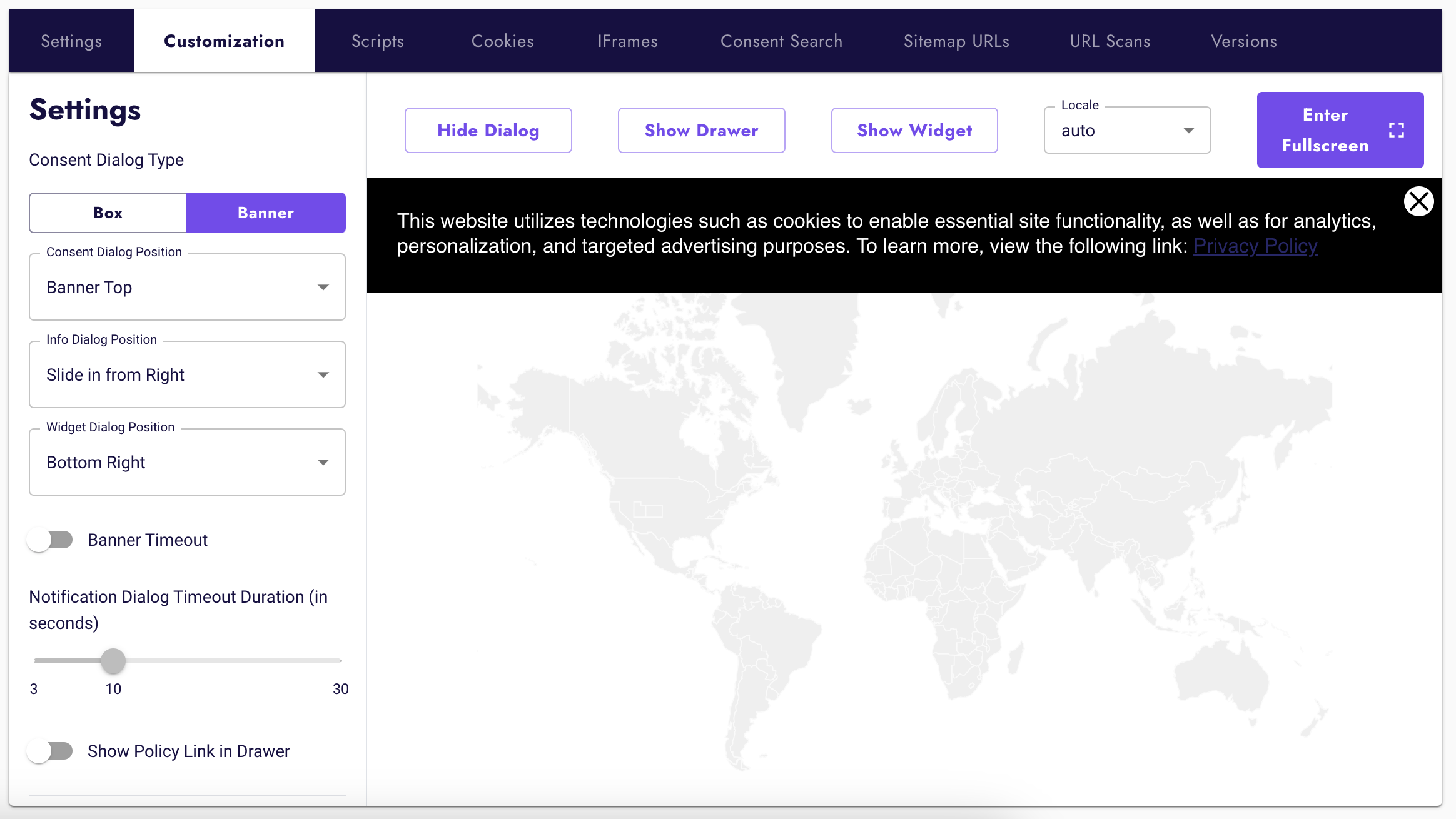Cookie Consent - Customization Screen