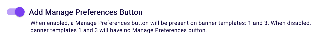 Add Manage Preferences Button in Advanced Settings within configuration