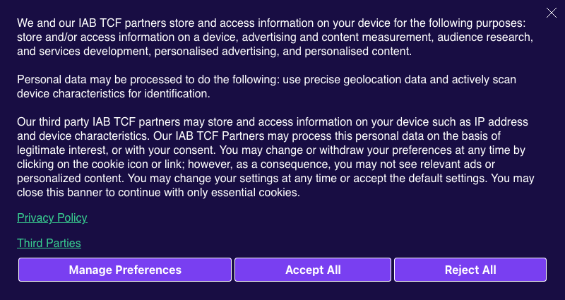 Banner Template 2 (IAB GPP & EU TCF 2.x Frameworks Enabled) as Box